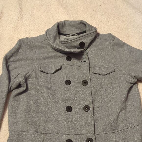 HURLEY X grey double breast BUTTON UP high collar JACKET SIZE L - Picture 3 of 7